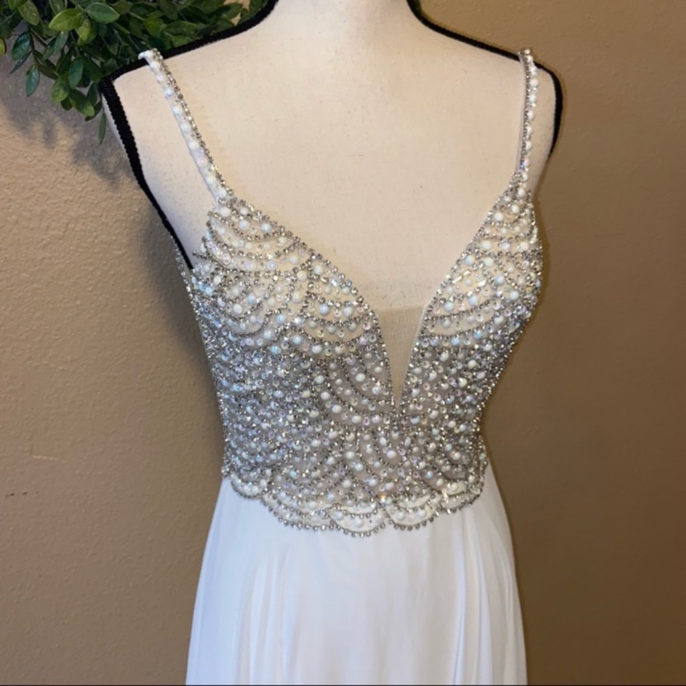 NWOT Lulus True Love Luxe White Beaded Rhinestone Maxi Dress - Picture 4 of 16